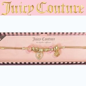 Juicy Couture JC Logo Heart & Crown Beaded Charm Bracelet